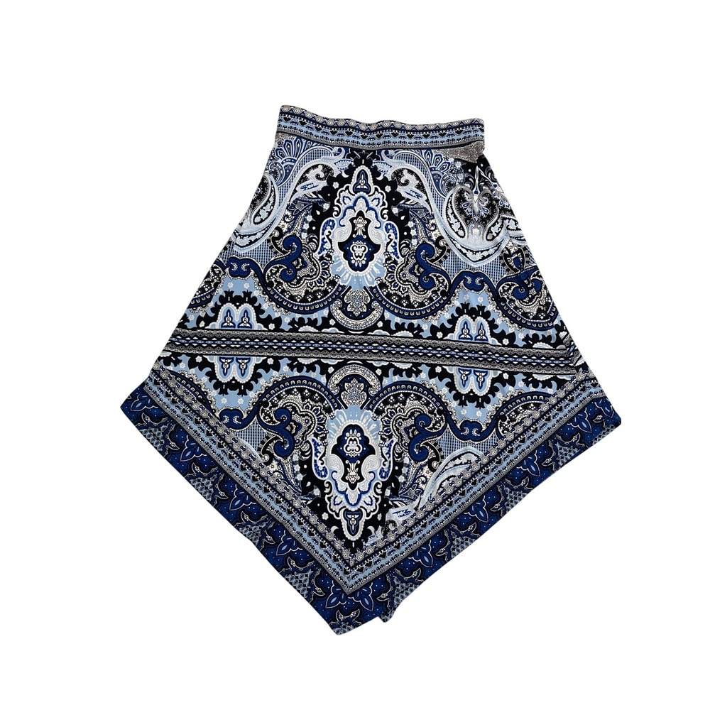 INC International Concepts Blue Paisley Handkerchief‎ Hem Skirt Womens Small S